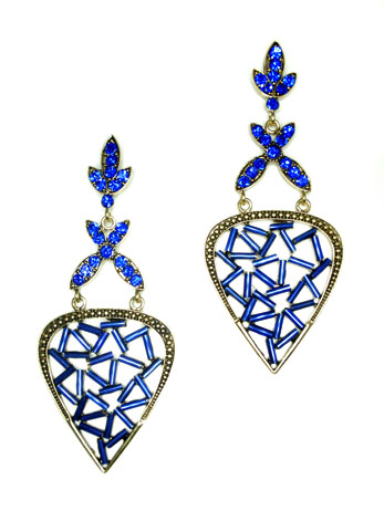 Lapis Flower Geometric Earrings