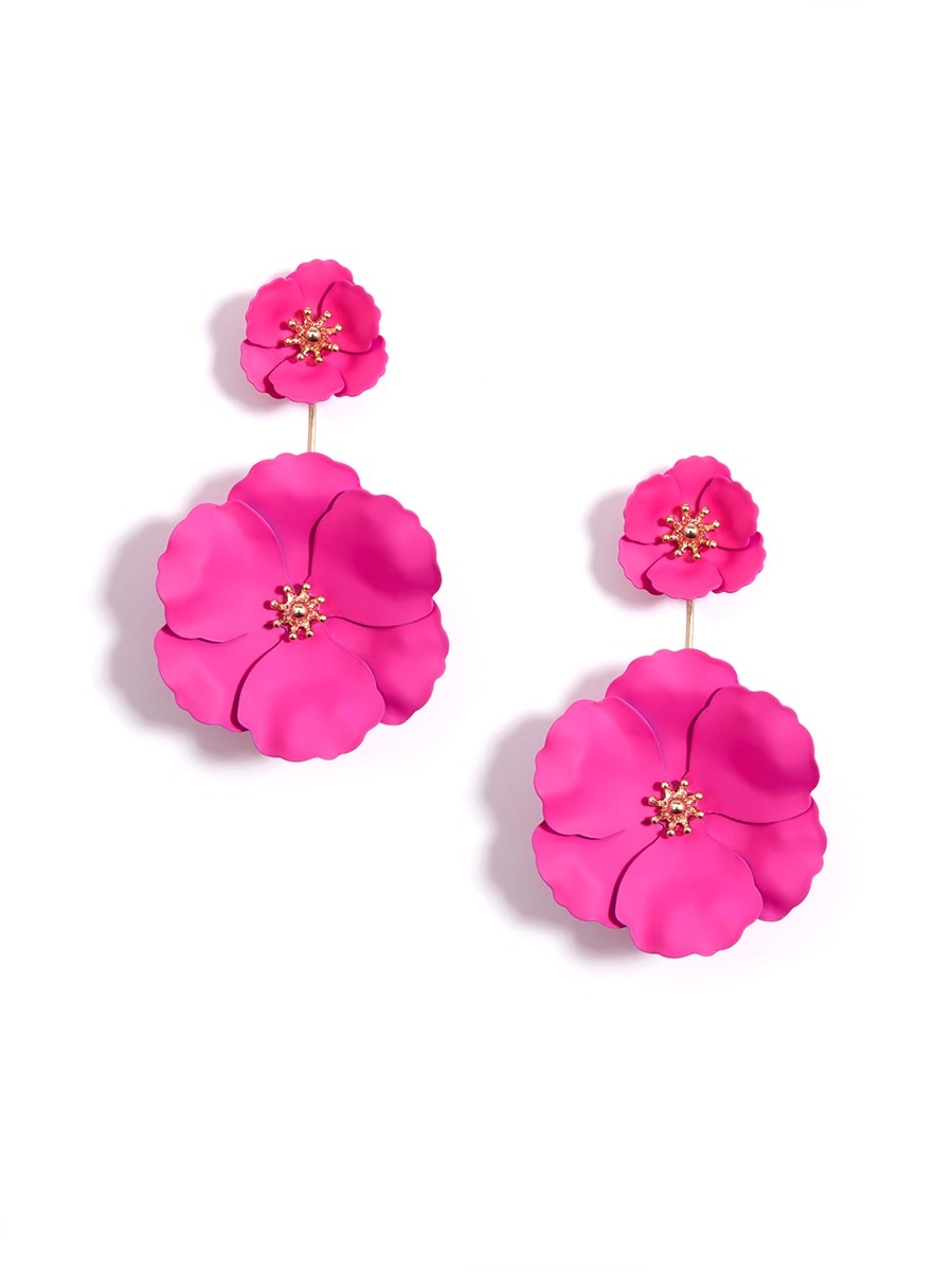 Camellia Drop Earrings Hot Pink